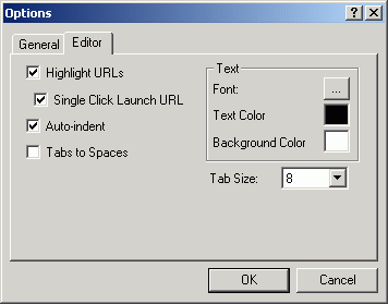 Win32Pad Editor options